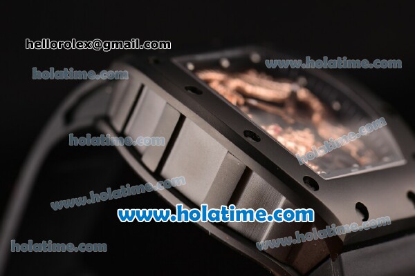 Richard Mille Tourbillon RM 057 Dragon Swiss ETA 2824 Automatic PVD Case with Black Rubber Strap and Rose Gold Dragon Dial - 1:1 Original - Click Image to Close